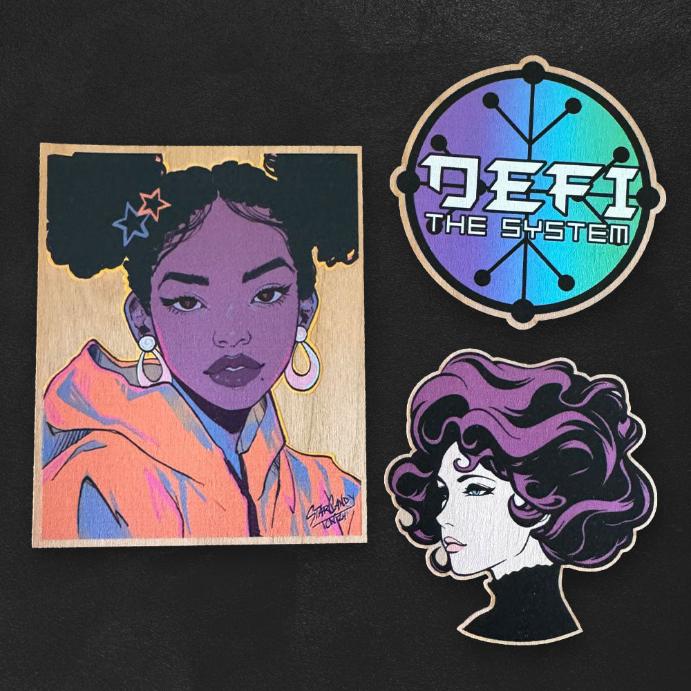 Custom UV Printed Wooden Stickers, Made in USA