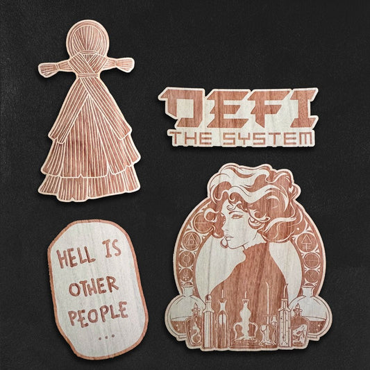 Burned Wooden Stickers (USA Made) - Alchemy Merch