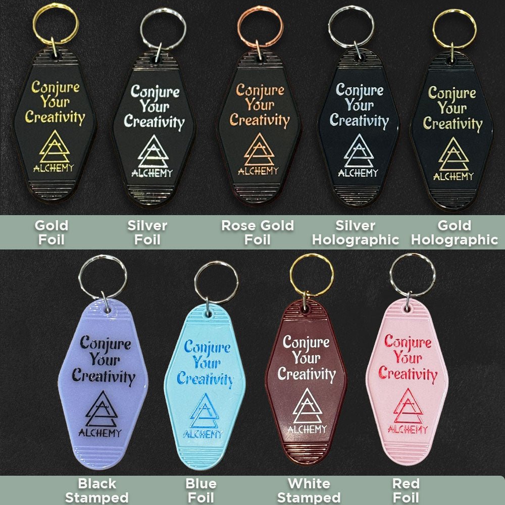 Custom Motel Keychains, Foil Embossed – Alchemy Merch