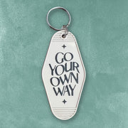 Custom Motel Keychains, UV Printed Full Color — close-up detail view