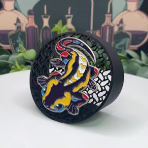 Load video: Soft enamel custom pin with raised metal lines and recessed colored enamel